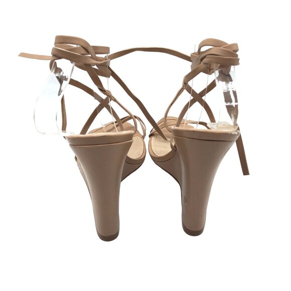 Schutz Womens Deonne Beige Leather Strappy Wedge Heel Sandals Size 10.5B - Picture 8 of 10